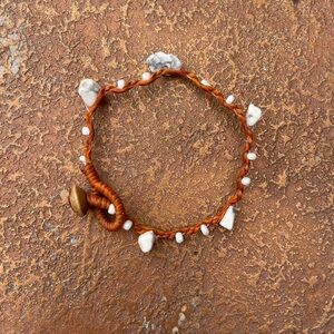 Boho beach White and brown stone beaded bracelet